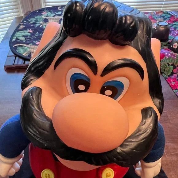 SuPeR MARIO BroS 🍄Mario NINTENDO 🎮1989 12" Plush -Applause Plastic-Rubber Face